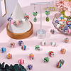 60Pcs Lantern-Shaped Striped Pattern Resin Rhinestone Beads KK-SC0007-83-4