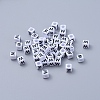 Letter W White Letter Acrylic Cube Beads X-PL37C9308-W-2