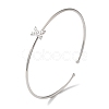 Rack Plating Brass Micro Pave Clear Cubic Zirconia Letter Open Cuff Bangles BJEW-A018-01P-X-1