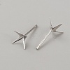 Rhomdium Plated 925 Sterling Silver Stud Earring Findings LS-STER-WH0009-15D-P-2