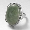 Adjustable Oval Brass Natural Green Aventurine Wide Band Rings RJEW-L062-03E-2