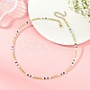 Natural Peridot Faceted Round Beaded Necklaces NJEW-JN06430-01-1