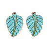Dyed Synthetic Turquoise Leaf Pendants TURQ-T004-29A-1