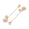 Rack Plating Flower Brass Clear Cubic Zirconia European Safety Chains KK-F879-18G-2