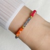 Dyed Synthetic Imperial Jasper Cuboid & Faceted Rondelle Dyed White Jade & Round Brass Beaded Stretch Bracelets QY8342-6-2