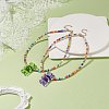 Acrylic Bear & Glass Seed Beaded Necklace for Women NJEW-JN03930-2