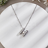1pc Brass Chain with Alloy Letter Pendants Necklaces NJEW-LP0001-41H-P-3