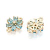 Brass Pave Cubic Zirconia Flower Connector Charms KK-T078-26G-2