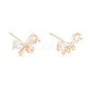 Brass Micro Pave Clear Cubic Zirconia Stud Earring Findings X-KK-D063-15G-1