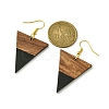 Resin & Walnut Wood Triangle Dangle Earrings EJEW-JE05505-05-3