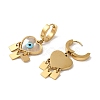 Natural Shell Enamel Heart with Evil Eye Chandelier Earrings EJEW-E293-02G-2