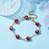 Lampwork Evil Eye Link Chain Bracelets BJEW-JB10045-04-2