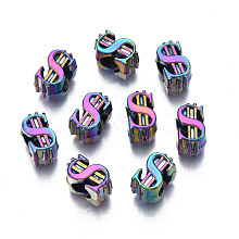 Rack Plating Rainbow Color Alloy European Beads PALLOY-S180-350