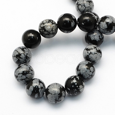 Natural Snowflake Obsidian Round Beads Strands G-S172-8mm-1