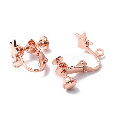 Star Brass Clip-on Earring Findings KK-TAC0005-02RG-1