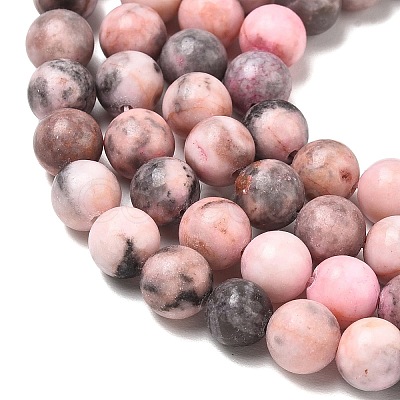 Natural Pink Zebra Jasper Beads Strands X-G-P231-01-8mm-1