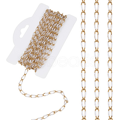 Stainless Steel Enamel Curb Chains CHS-WH0009-07G-01-1