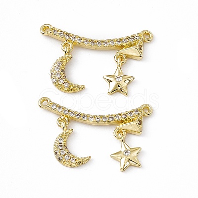 Brass Micro Pave Cubic Zirconia 2-Loop Pendants KK-E068-VC032-1
