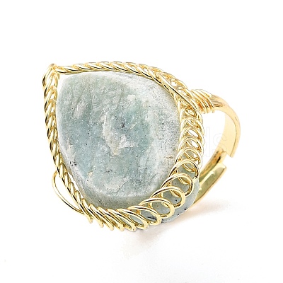 Natural Amazonite Horse Eye Wrapped Adjustable Ring G-D458-03G-08-RS-1