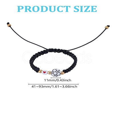 1Pc Sport Theme Acylic & Alloy Braided Bead Bracelets BJEW-LP0003-23D-1