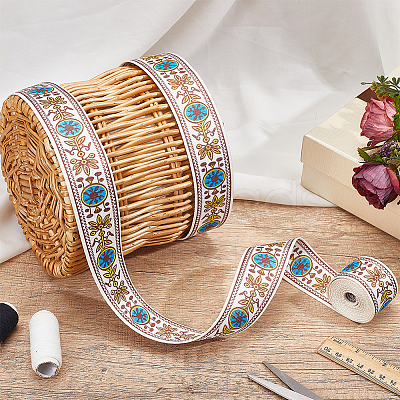 Boho Ethnic Pattern Polyester Webbing Ribbon OCOR-WH0120-61A-1
