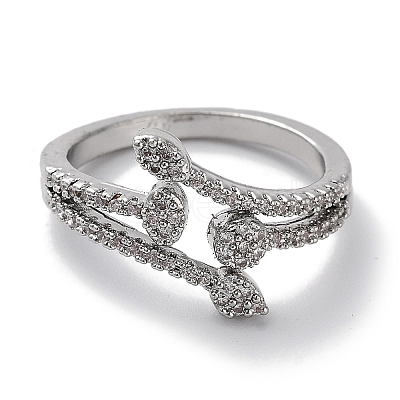Brass Micro Pave Cubic Zirconia Cuff Rings RJEW-G310-14P-1