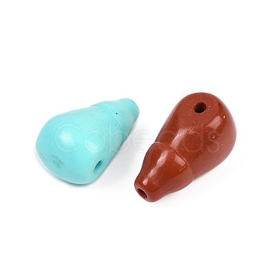 Dyed Synthetic Turquoise 3 Hole Guru Beads G-C198-01A-01-1