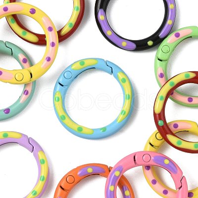 14Pcs Spray Painted Alloy Spring Gate Rings FIND-FS0004-58-1
