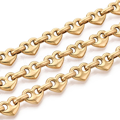 304 Stainless Steel Heart Link Chains CHS-Q009-03G-01-1
