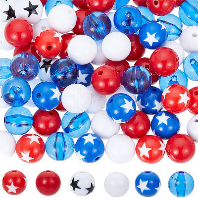 90Pcs 3 Colors Opaque Acrylic Beads SACR-SP0001-14-1