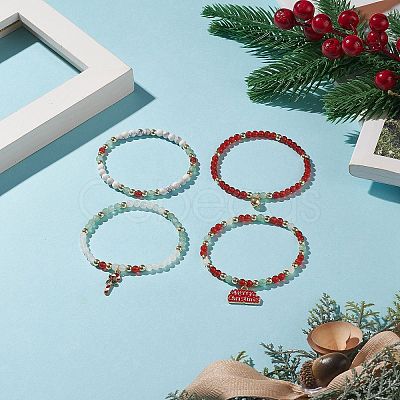 4Pcs 4 Style Natural & Synthetic Mixed Gemstone Stretch Bracelets Set BJEW-JB09212-1