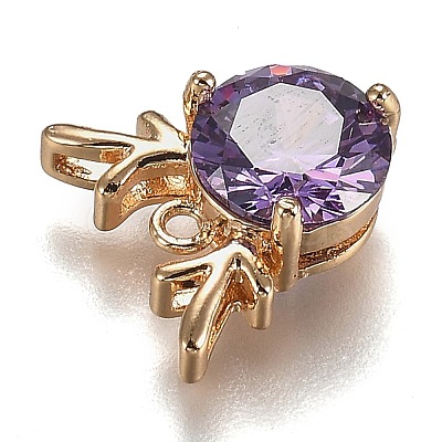 Golden Plated Brass Micro Pave Cubic Zirconia Charms ZIRC-H105-01-1