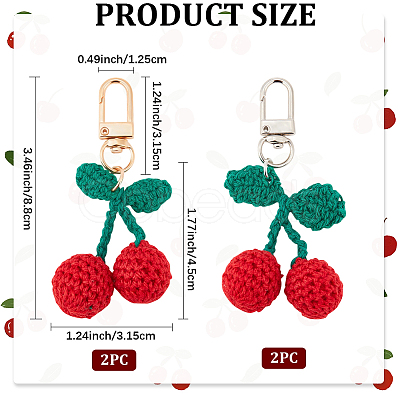 4Pcs 2 Colors Cherry Wool Knitting Pendant Decorations HJEW-CP0001-19-1