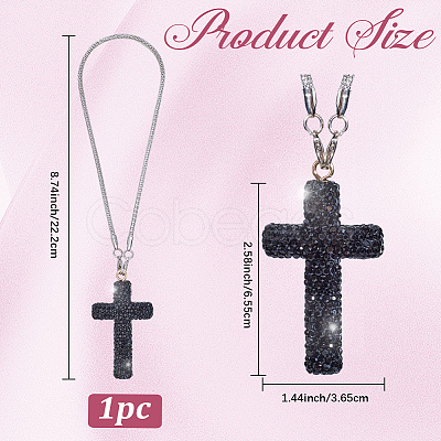 Polymer Clay Rhinestone Cross Pendant Alloy Chain Necklaces NJEW-CN0001-16A-1