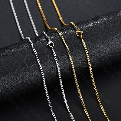 Stainless Steel Box Chain Necklace NJEW-YWC0001-02G-04-1