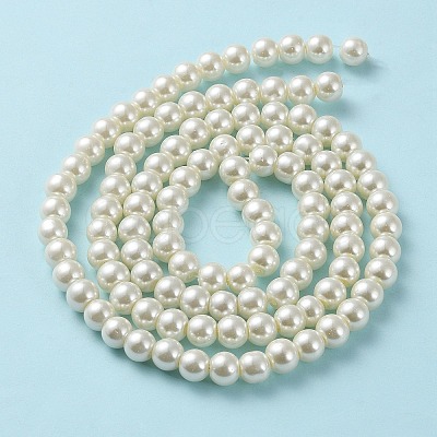 Pearlized Glass Pearl Round Beads Strands X-HY-8D-B02-1