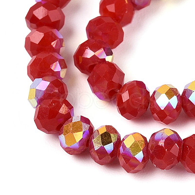 AB Color Plated Opaque Glass Rondelle Beads Strands EGLA-T029-4mm-09G-1