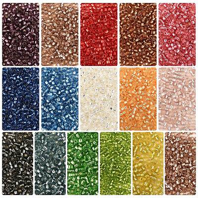 80G 16 Colors Cylinder Seed Beads SEED-YW0003-13-1