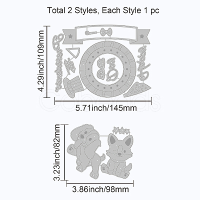 2Pcs 2 Styles Carbon Steel Cutting Dies Stencils DIY-WH0309-657-1