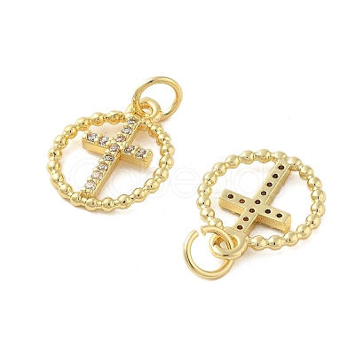 Brass Micro Pave Cubic Zirconia Pendants KK-C092-21A-G-1