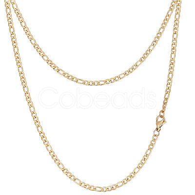 4Pcs 304 Stainless Steel Figaro Chain Necklace Making STAS-BBC0006-68-1