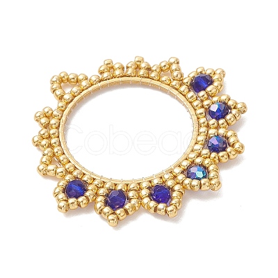 Glass Seed Beaded Flower Pendants PALLOY-MZ01237-04-1