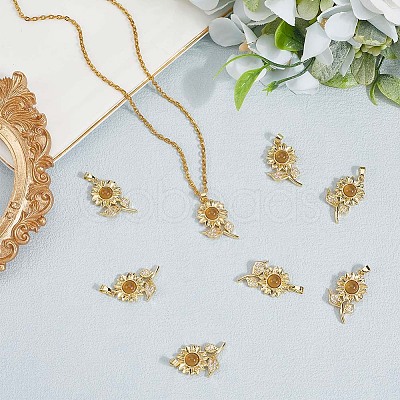 8Pcs Brass Micro Pave Cubic Zirconia with Resin Pendants KK-BBC0020-65-1