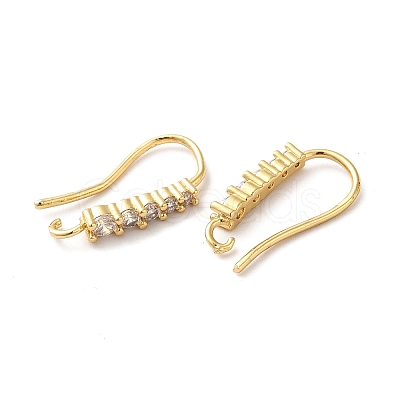 Brass Micro Pave Clear Cubic Zirconia Earring Hooks X-ZIRC-Q201-09G-1