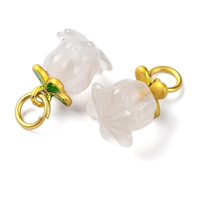 Natural Agate Flower Charms KK-NH0005-01G-1