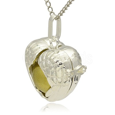 Silver Color Plated Brass Hollow Heart Cage Pendants KK-J241-01S-1