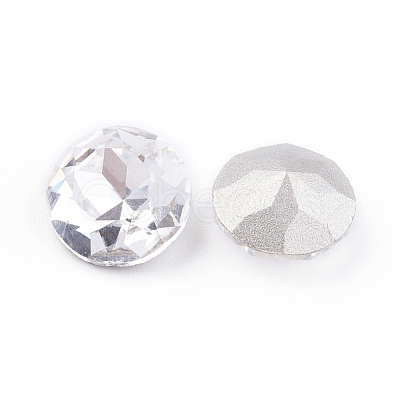 Pointed Back & Back Plated Glass Rhinestone Cabochons RGLA-J012-10mm-001-1