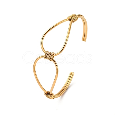 304 Stainless Steel Cuff Bangles for Women BJEW-S162-02G-1