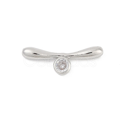 Brass Micro Pave Clear Cubic Zirconia Toggle Clasps Parts KK-U051-05P-1