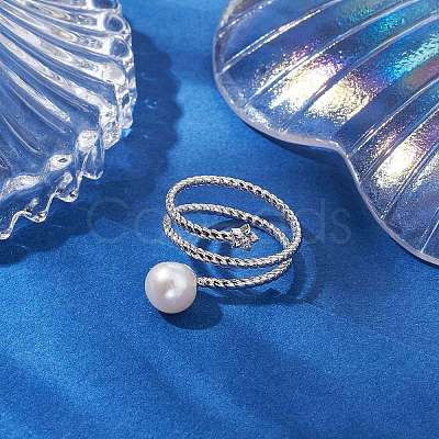 Round & Star Natural Pearl Finger Rings RJEW-P113-13P-1